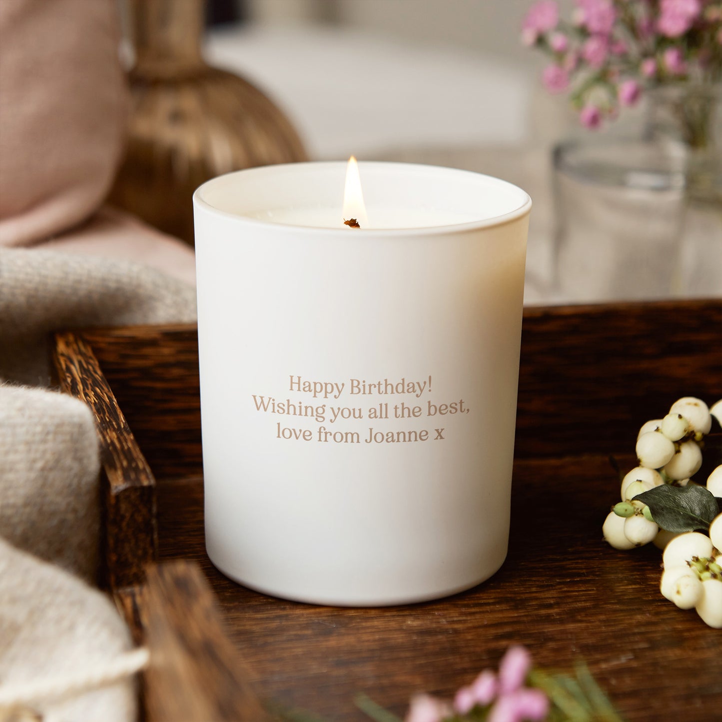 Personalised 60th Birthday Gift for Her Glow Through Candle