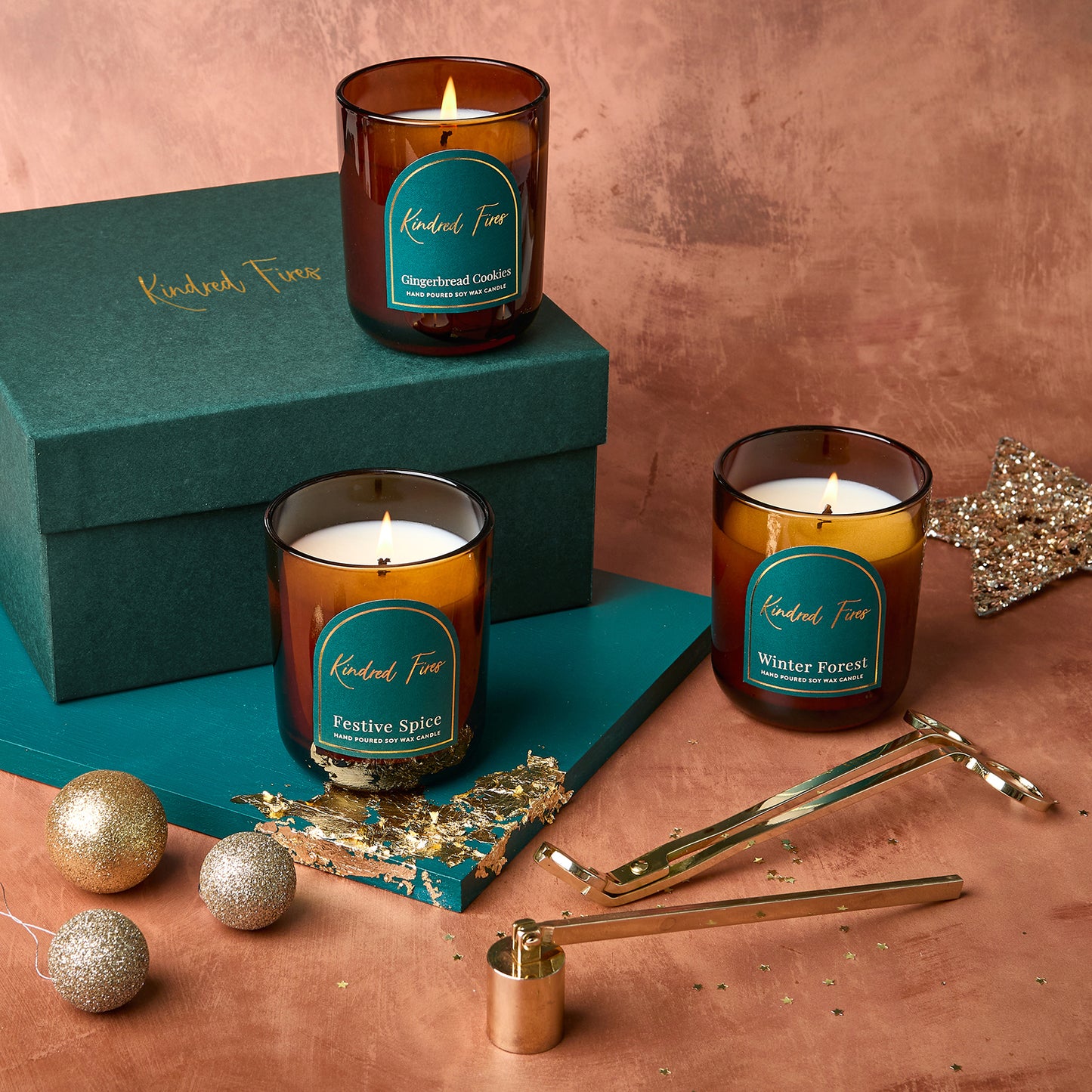 Trio Christmas Candles & Candle Accessories Gift Set