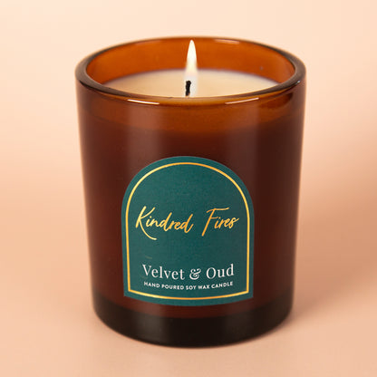 Velvet & Oud Scented Amber Candle