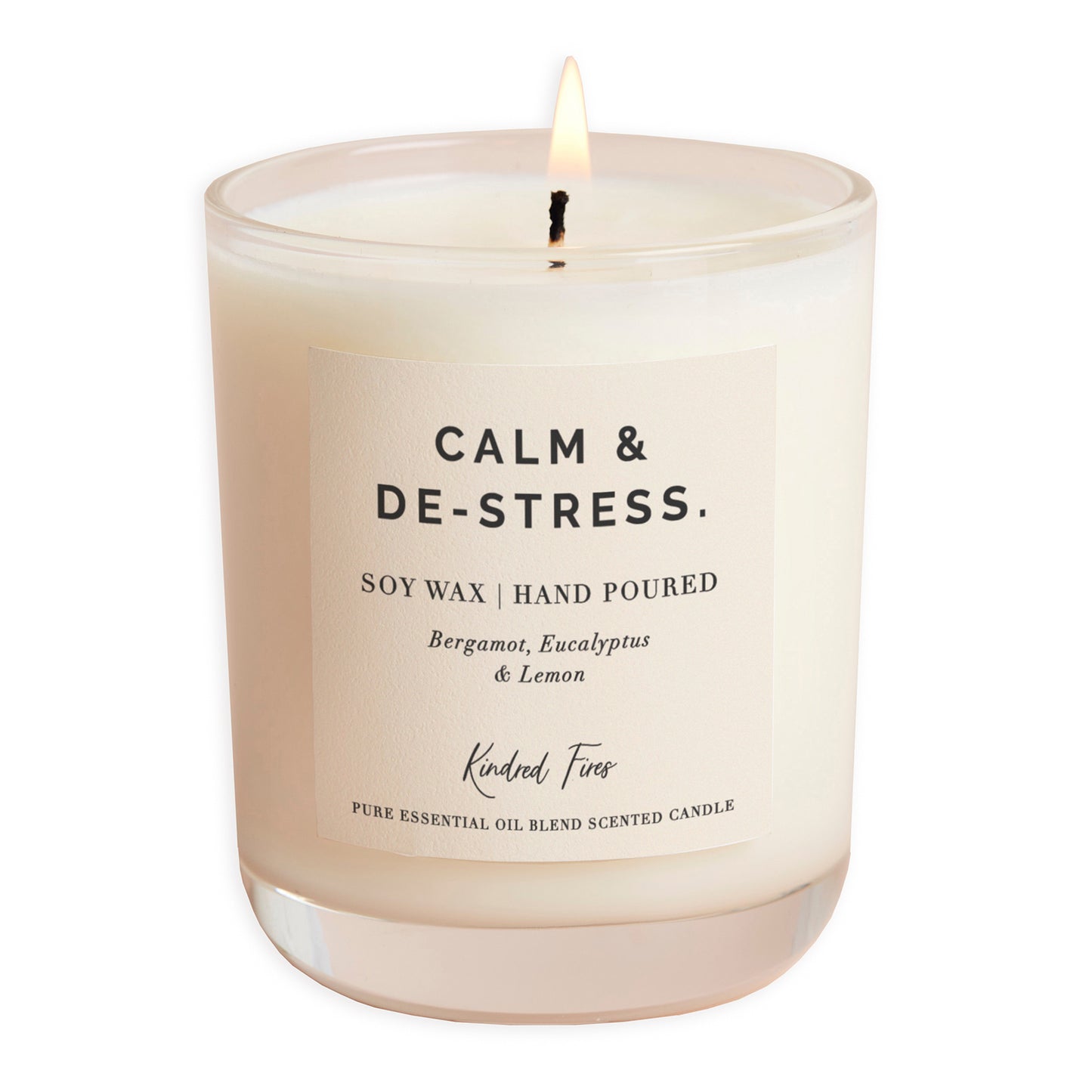 Calm & De Stress Essential Oil Blend Clear Candle