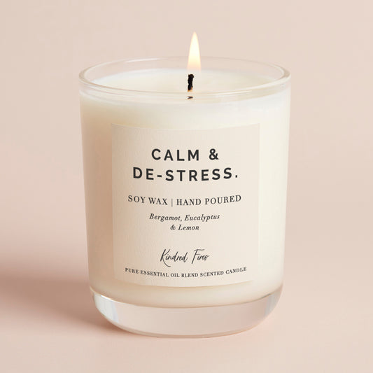 Calm & De Stress Essential Oil Blend Clear Candle