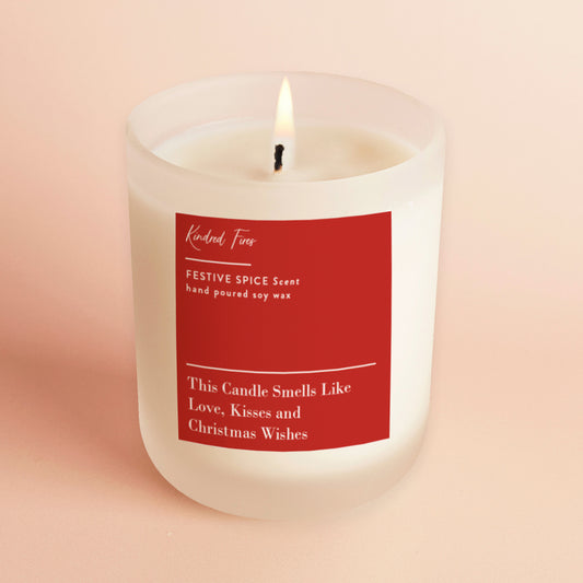 Smells Like Christmas Kisses Frosted Candle