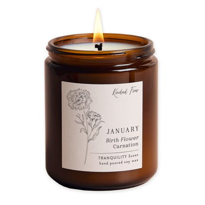 January Birth Flower Birthday Gift Jar Candle