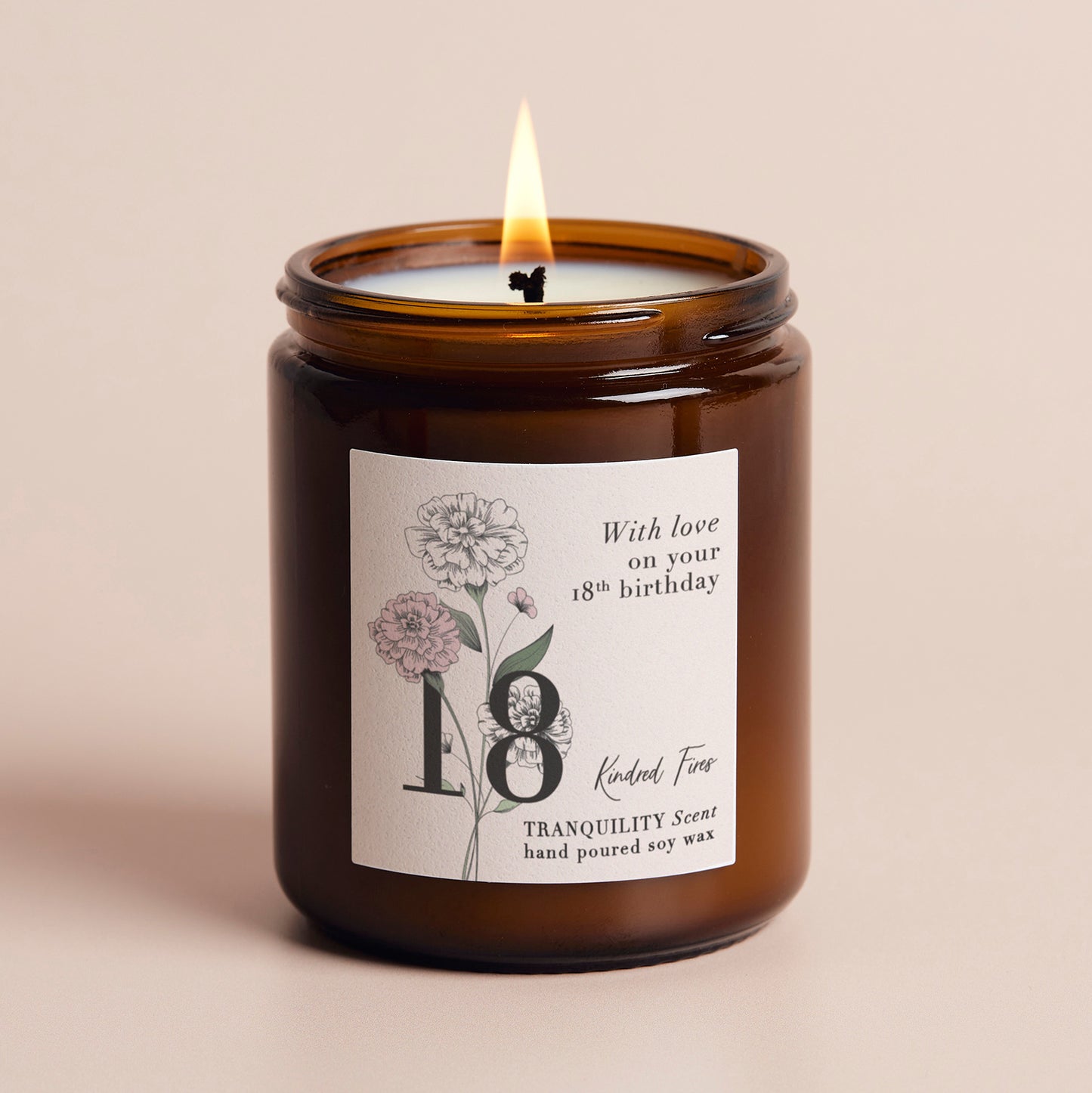 18th Birthday Gift Floral Jar Candle