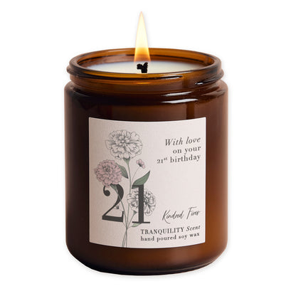 21st Birthday Gift Floral Jar Candle