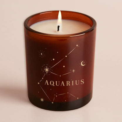 Aquarius Constellation Birthday Gift Glow Through Candle