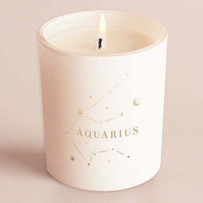 Aquarius Constellation Birthday Gift Glow Through Candle