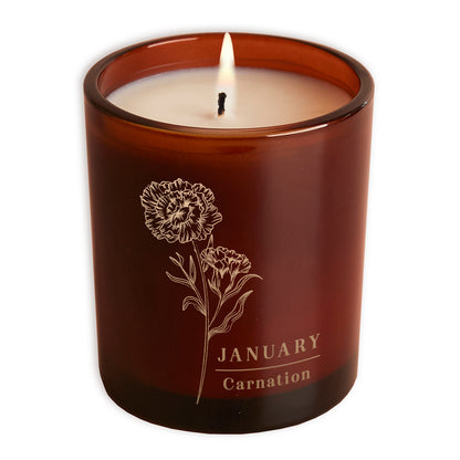 January Birth Flower Birthday Gift Glow Through Candle