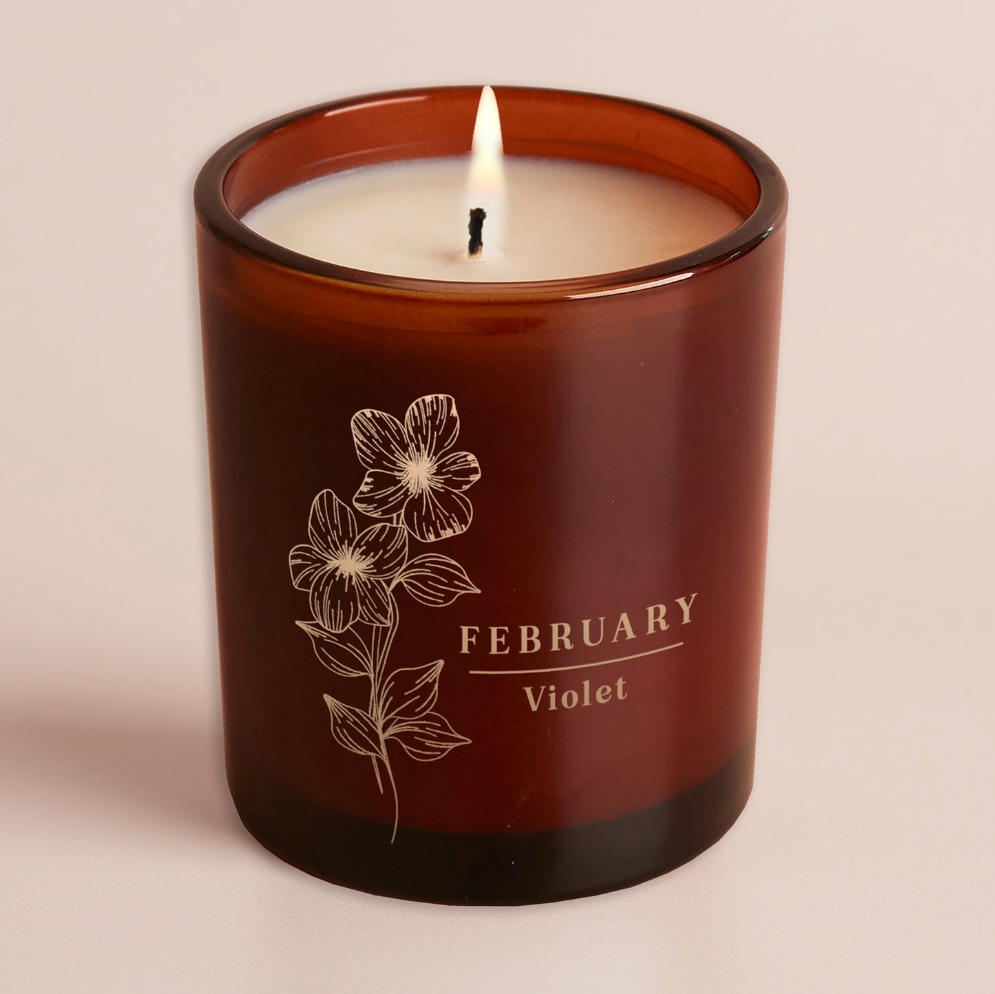 February Birth Flower Birthday Gift Glow Through Candle