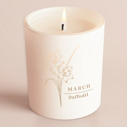 March Birth Flower Birthday Gift Glow Through Candle