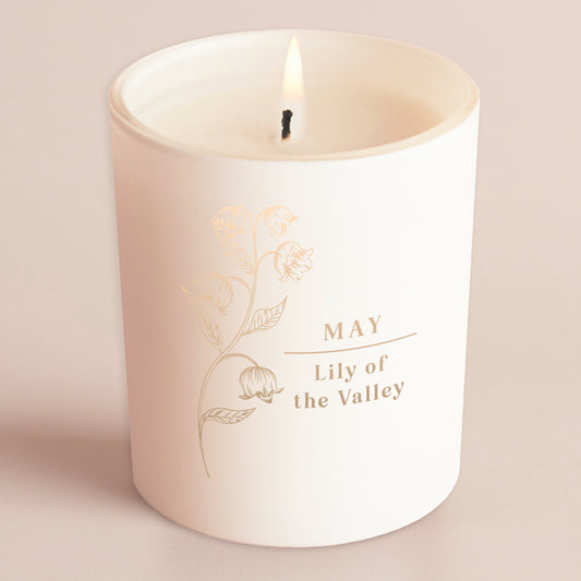 May Birth Flower Birthday Gift Glow Through Candle