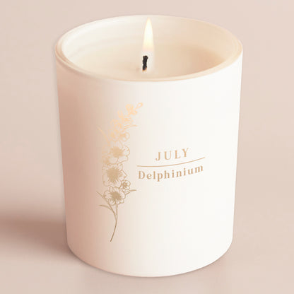 July Birth Flower Birthday Gift Glow Through Candle