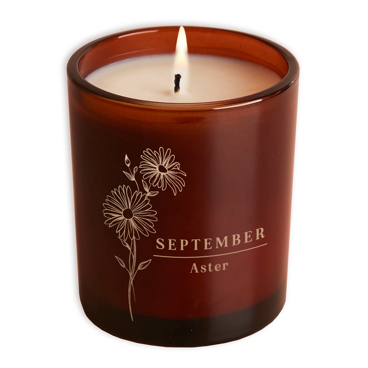 September Birth Flower Birthday Gift Glow Through Candle