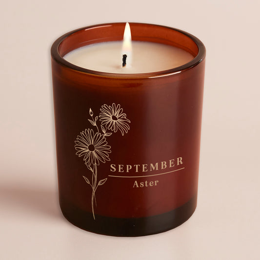 September Birth Flower Birthday Gift Glow Through Candle