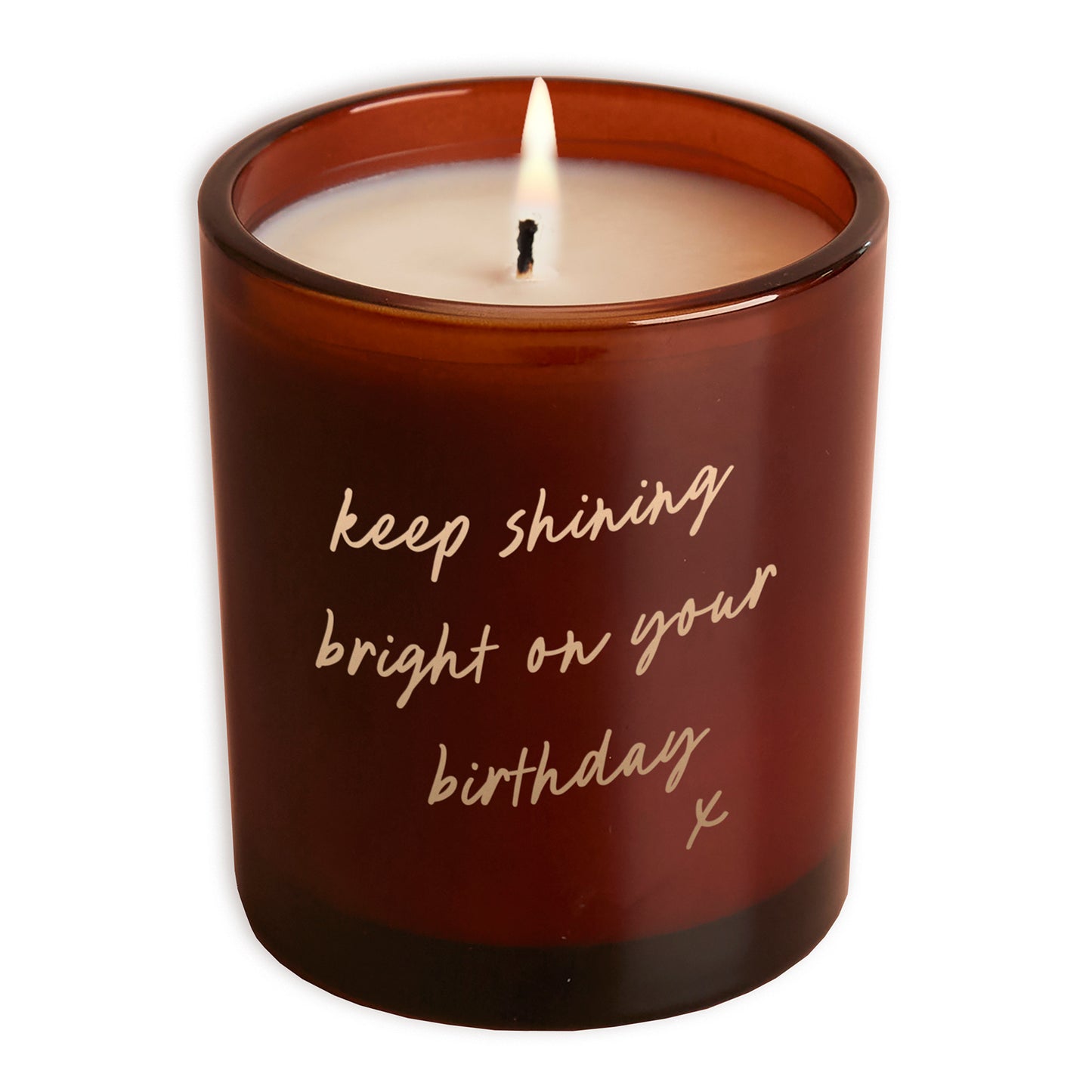 Shining Bright Script Birthday Gift Glow Through Candle