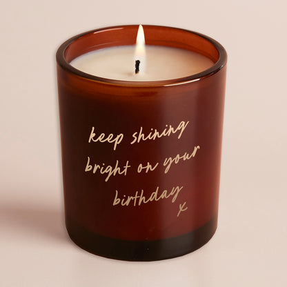 Shining Bright Script Birthday Gift Glow Through Candle