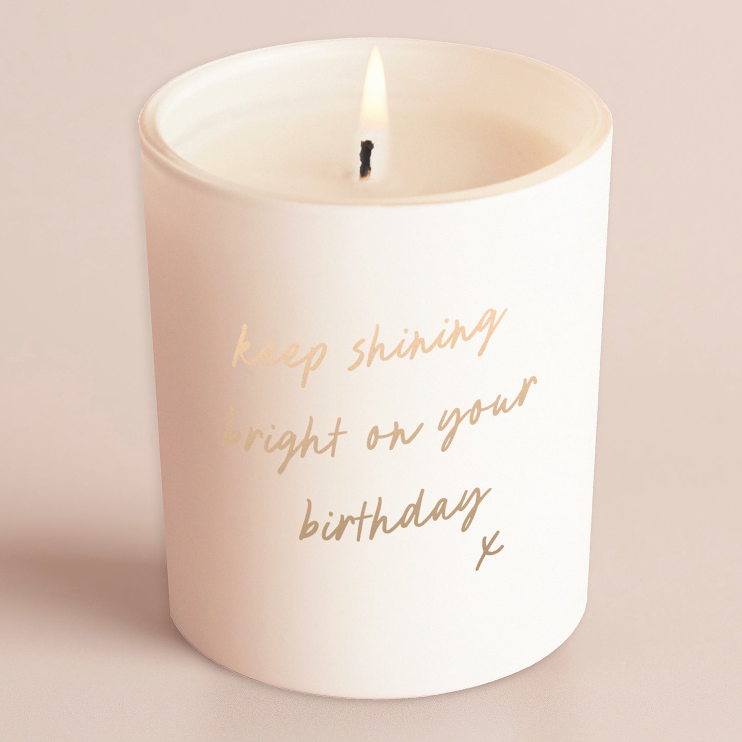 Shining Bright Script Birthday Gift Glow Through Candle