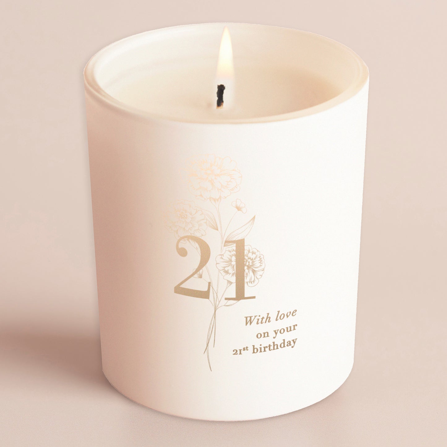 21st Birthday Gift Floral Glow Through Candle