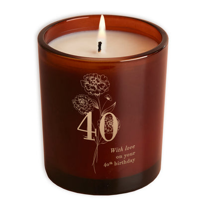 40th Birthday Gift Floral Glow Through Candle