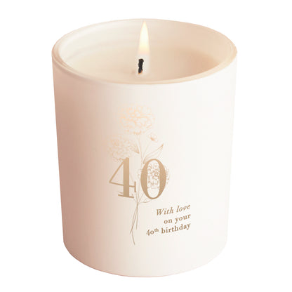 40th Birthday Gift Floral Glow Through Candle