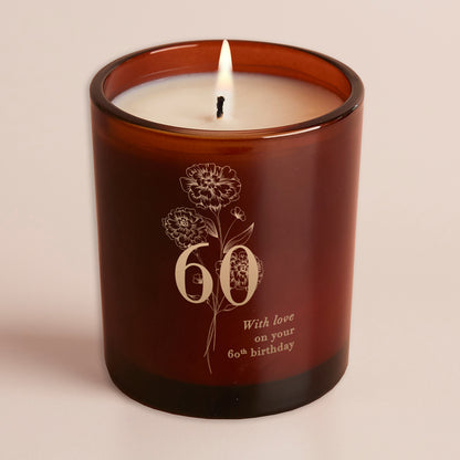 60th Birthday Gift Floral Glow Through Candle