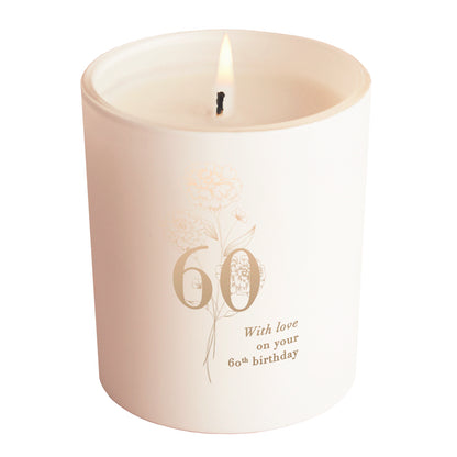 60th Birthday Gift Floral Glow Through Candle