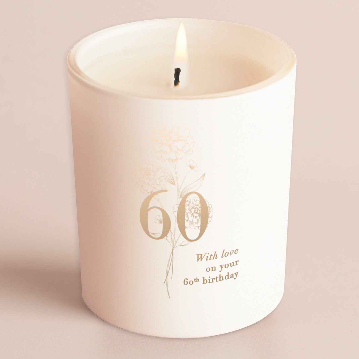 60th Birthday Gift Floral Glow Through Candle