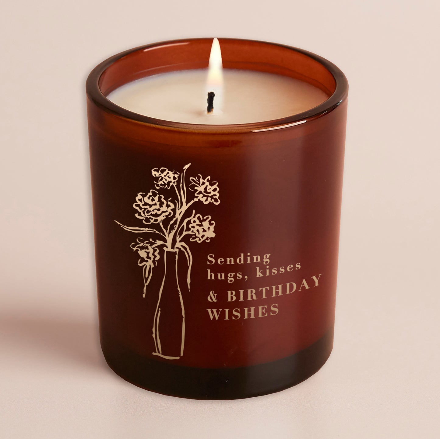 Hugs Kisses Floral Glow Through Candle