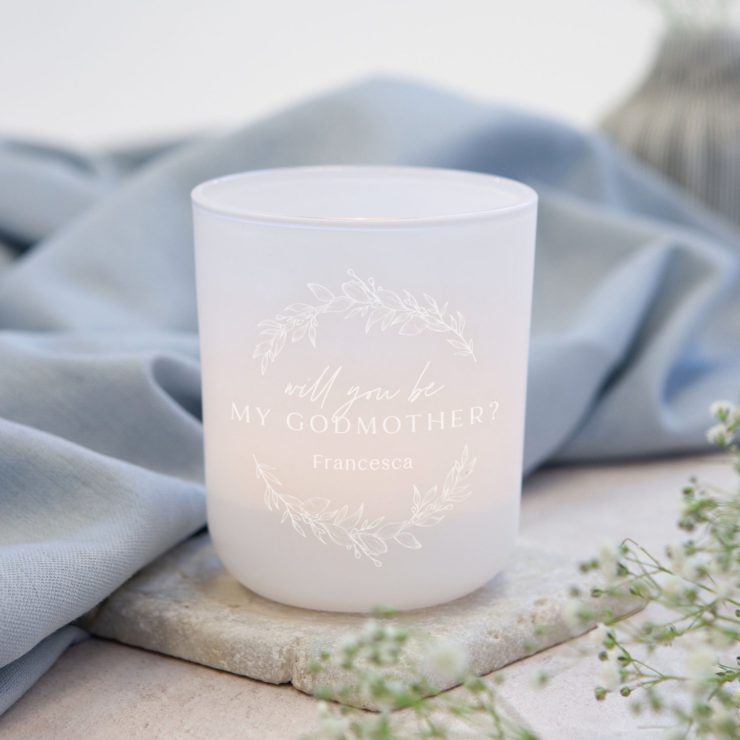 Will You Be My Godmother Gift Tea Light Holder with Candles