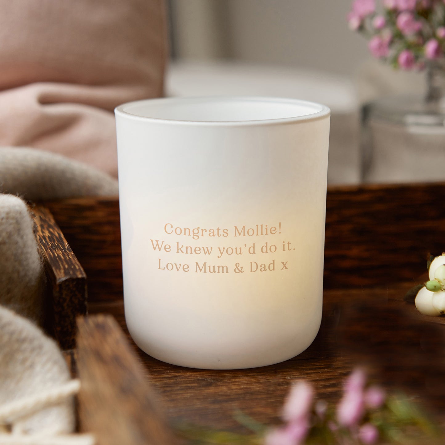 Personalised Graduation Keepsake Gift Personalised Tea Light Holder with Candles