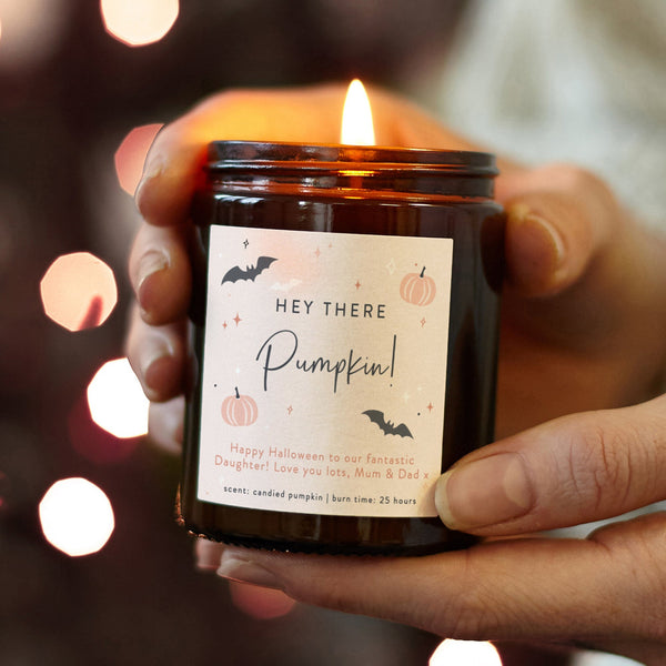 Halloween Candle Hey There Pumpkin Pink – Kindred Fires