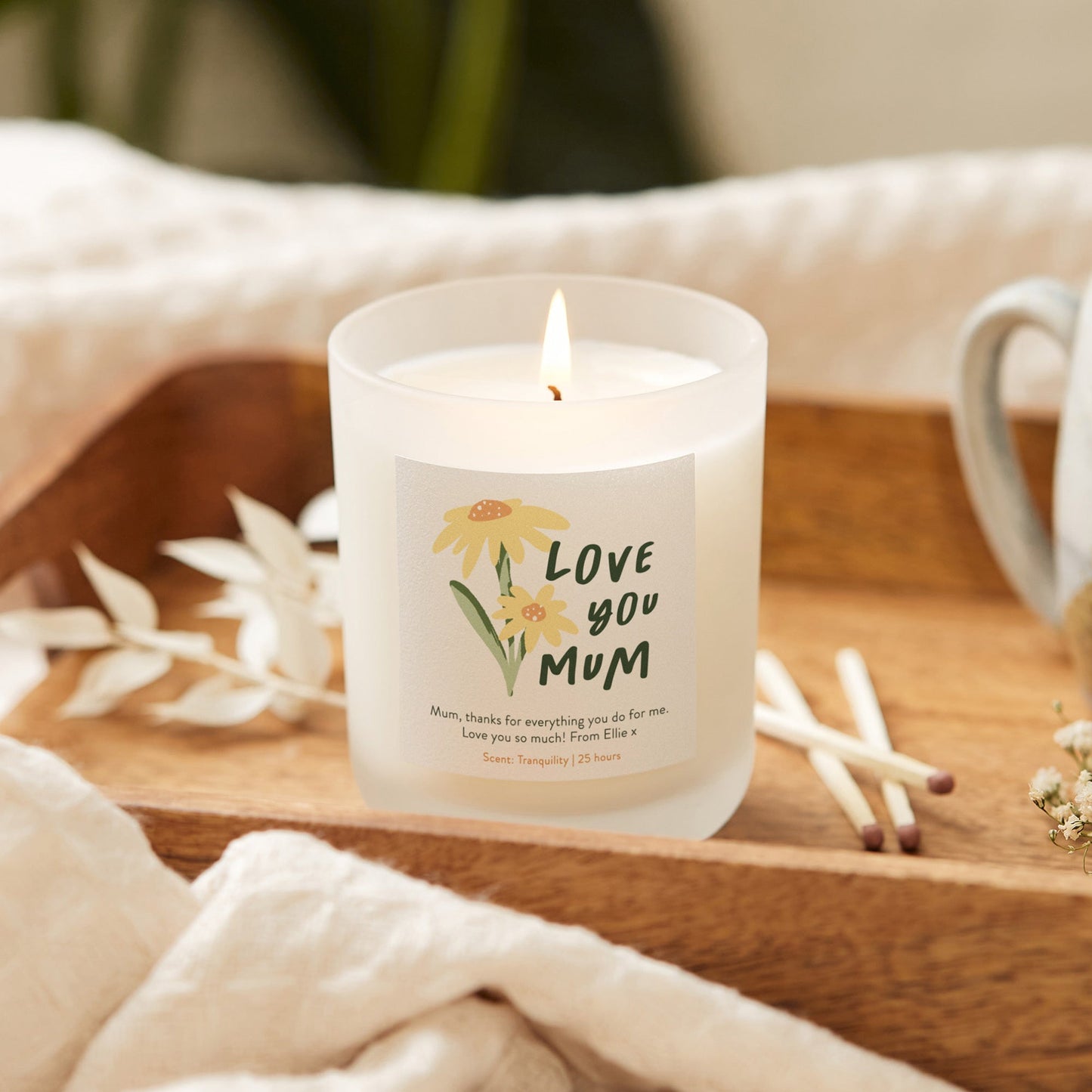 Mother's Day Gift Personalised Candle Love You Mum - Kindred Fires